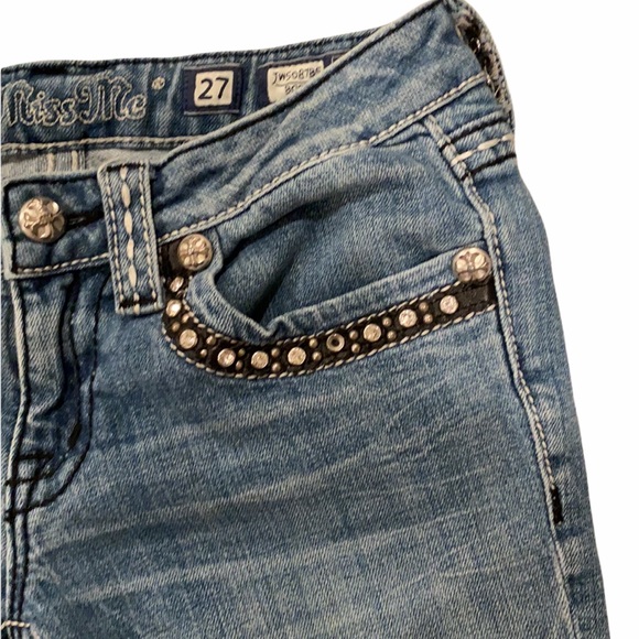 Miss Me Low Rise Skinny Bootcut Rhinestone Jeans - Picture 8 of 16